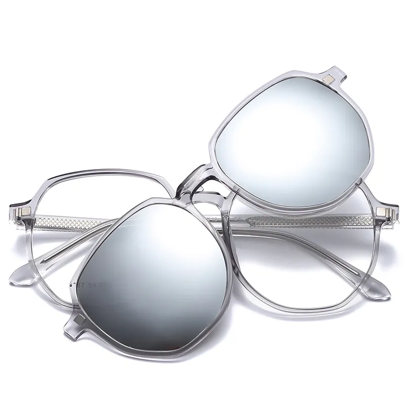 Jack - Geometric White Clip On Sunglasses for Women